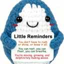 Krinisou Positive Animals Dolphin Crochet Gifts, Dolphin Themed Office Desk Decor Marine Biology Present, Inspirational Motivational Encouragement Little Reminders Gift for Women Men