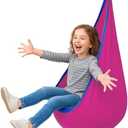 Kids Sensory Swing with 360° Rotation & Adjustable Height – Indoor/Outdoor Pod Swing for Autism, Durable, Safe with Four-Hole Screws, Supports Up to 176lbs – Complete Accessories Kit（Pink）