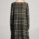 MIROL Women's Long Sleeve Plaid Color Block Casual Swing Loose Fit Tunic Dress (1-olive)