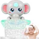 Baby Bath Toys, Magnetic Charging Music Bath Bubble Machine, Elephant Bubble Maker for Kids Ages 1-3 4-8, Toddler Bathtub Toy Gift for Boys and Girls (Grey)