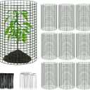 10 Packs of 24" x 12" Large Wire Plant Protectors: Wire Plant Cages, Mesh Plant Cage, Chicken Wire Cloche with Ground Stakes and Nylon Ties to Protect Plants, Gardens, Shrubs, and Vegetables from Animals - 30 Pcs