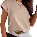 ANRABESS Women Cap Sleeve Tops 2026 Trendy Summer Loose Fit Cute Basic T Shirts Business Dressy Casual Outfits Clothes Khaki Medium (Brown, M)