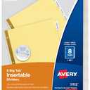 Avery 8-Tab Binder Dividers, Insertable Clear Big Tabs, 1 Set (11112)
