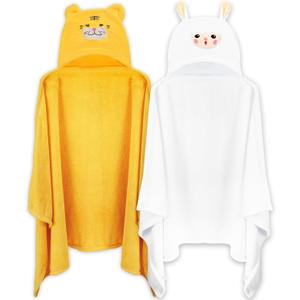 2 Pack Hooded Towel, 27.5 x 55 inch Absorbent Bath Towel for Babies, Soft Toddler Bath Towel, Thick Toddler Towels with Hood for Girls Boys,Yellow and White