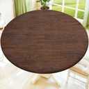Moosfor Spandex Elastic Fitted Round Tablecloth for 57"-68" Tables, Stretch Washable Reusable Table Cover for Outdoor Picnic, Camping, Dining, Kitchen, Patio and Party, Oak Wooden Grain