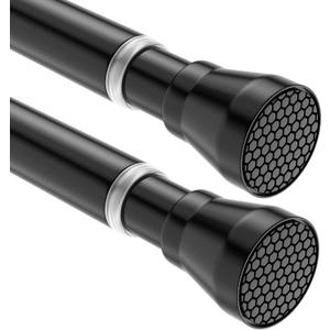 2 Pack 28-48 Inch Adjustable Stainless Steel Anti-Slip Spring Tension Small Shower Curtain Rod - No Drilling, 7/8" Tension Rod for Bathroom Bedroom Doorway Closet Door