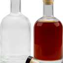 Cornucopia 12-Ounce Clear Glass Liquor Bottles with T-Top Synthetic Corks, 2-Pack