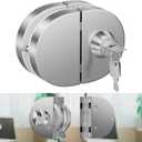Ranbo Frameless Double-Sided Glass Door Lock, No-Drill, 304 Stainless Steel, Suitable for 3/8''-1/2''(10mm-12mm) Sliding Glass Doors,Office Doors,Commercial Doors,Includes 3 Keys,Brushed Finish.