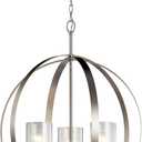 Kichler Winslow 24.5" 3-Light Orb Chandelier with Clear Seeded Glass in Brushed Nickel for Kitchen, Bar, Dining Nooks, Small Entryways, Luxe Industrial, (30.75"x 24.5"), 44034NI