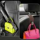 8pc Leather Car Seat Storage Hanger,4 Car Bag Purse Holder with Double Metal Hooks+4 Leather Car Headrest Hook,Car Purse Hook Seat Back Hanger Storage Organizer, Car Hook for Purses and Bags