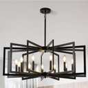 Black Chandelier for Dining Room, 12-Light Kitchen Chandelier Light Fixture Modern Metal Industrial Large Chandeliers for Farmhouse Entryway Living Room (E12 Bulbs Not Included)
