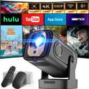 Projector [Auto Focus & 1080P Native & Built-in Apps] Projector 4K Support Auto Correction WiFi 6 Bluetooth 5.4 Mini Portable Projector Compatible with HDMI/TV Stick/Memory Stick/Laptop, Dark