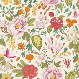 Blooming Wall DPYC02-1 Vintage Peony and Spring Flowers Textured Peel and Stick Wallpaper Self-Adhesive Prepasted Wallpaper Wall Decor (Beige Background)