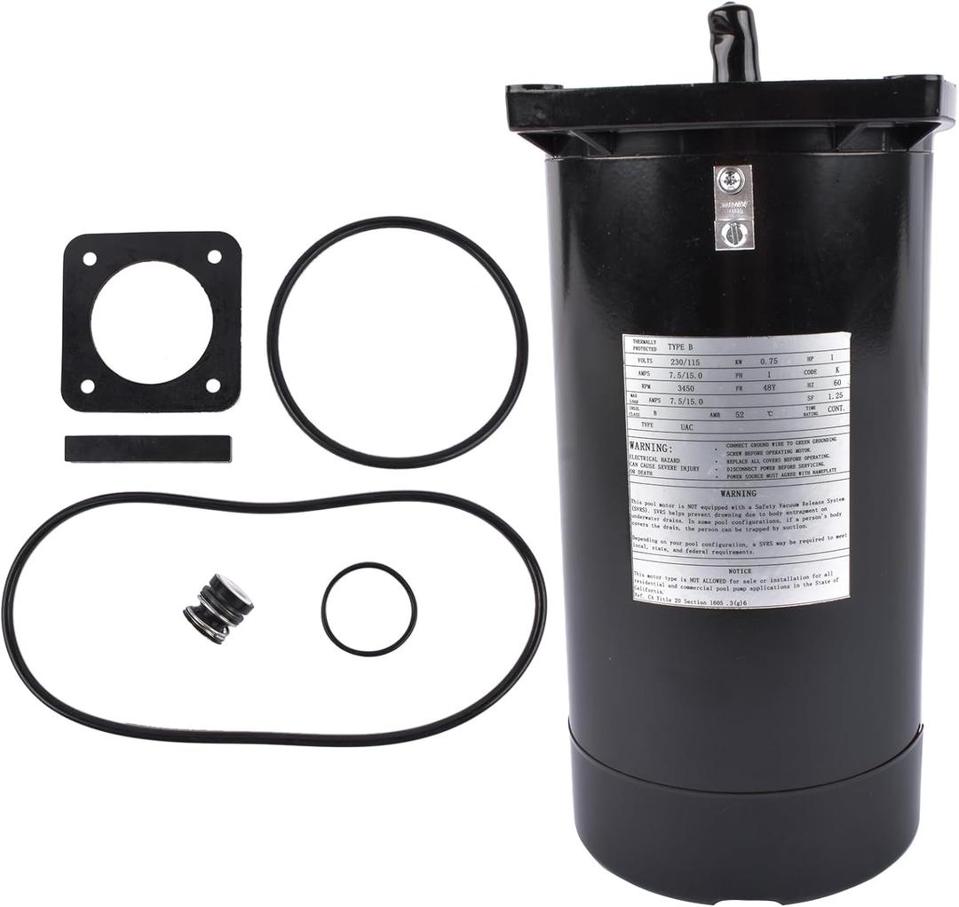USQ1102 Swimming Pool Pump Motor Kit Square Flange 1HP, 3450 RPM, 48Y Frame, 60 HZ, ODP Enclosure Replacement for A O Smith Reliability for Your Pool Pump Vahaha