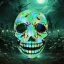 COMIN 3.6 FT Halloween Inflatables Skull Outdoor Decorations Blow Up Yard Scary Colorful Skeleton Skull with Built-in Changeable LEDs for Garden Lawn Indoor Party Decor