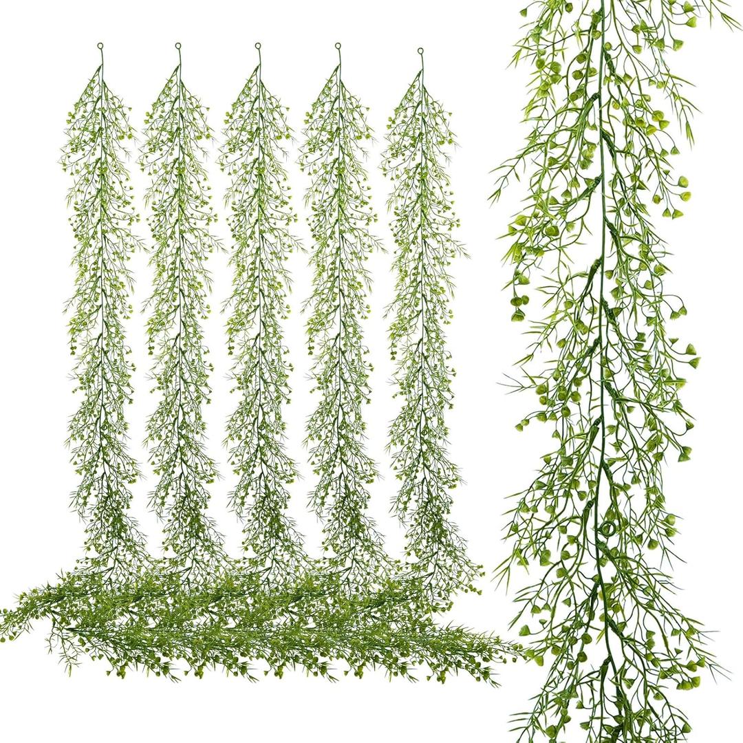 6 Pack 5.57ft Artificial Greenery Garland, Leaf Garland for Room Decor, Garlands for Decoration, Fake Vines Hanging Plants for Home Bedroom Garden Wall Wedding Decor-040 (040-6 Pack)
