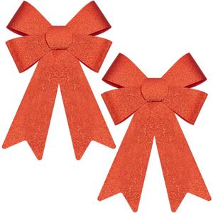 2Pcs Glitter Christmas Bows Red Wreath Bow 18.9 x 13.2 Inch Large Big Bowknot Ties PVC Shine Winter Ornaments Accessories for Indoor Outdoor Xmas Christmas Wreath Party Gifts DIY Decoration