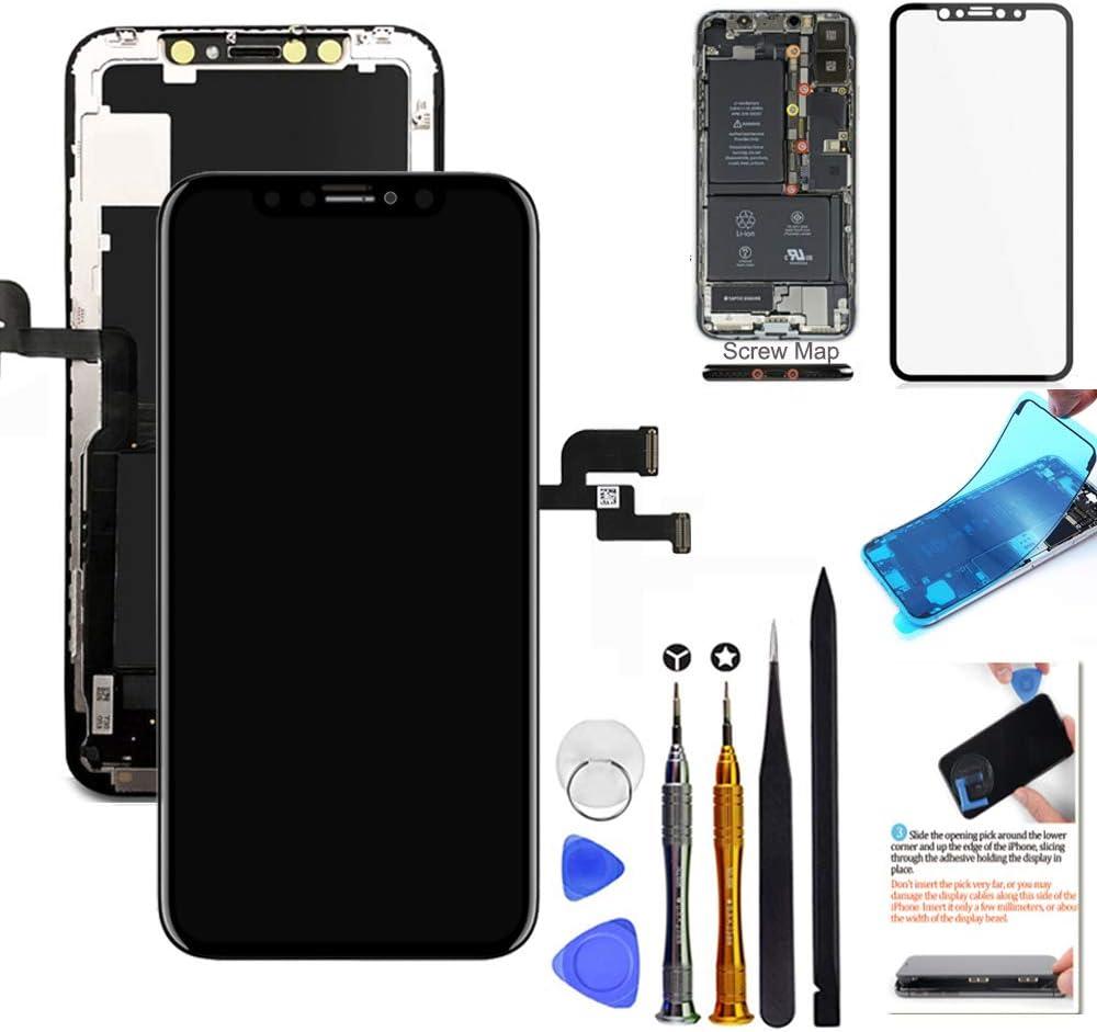 for iPhone X Screen Replacement LCD 5.8 inch Touch Screen Display Digitizer Repair Kit Assembly with Complete Repair Tools and Screen Protector
