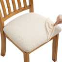 Fuloon Stretch Chair Seat Covers 2 PCS, Removable Washable Dining Chair Covers Anti-Dust Dining Room Seat Cushion Slipcovers (2, Beige)