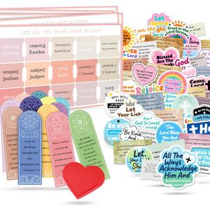 Christian Bible Verse Stickers 211 Set, Jesus Religious Scripture Stickers Waterproof for Faith Journaling Planner Laptop Vision Board Scrapbook Gifts (105 Sticker + 75 Bible Tabs + 31 Bookmarks)