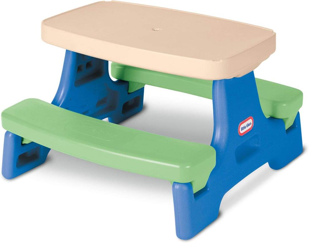 Little Tikes Easy Store Jr. Picnic Table with Umbrella - Blue / Green (Onesize)