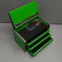 P.I.T. Mini Green Tool Box, Portable 3 Drawer Steel Stackable Tool Box with Magnetic Tab Locking, Green Micro Top Chest with Liner for Tools Storage and Organizers, Home DIY