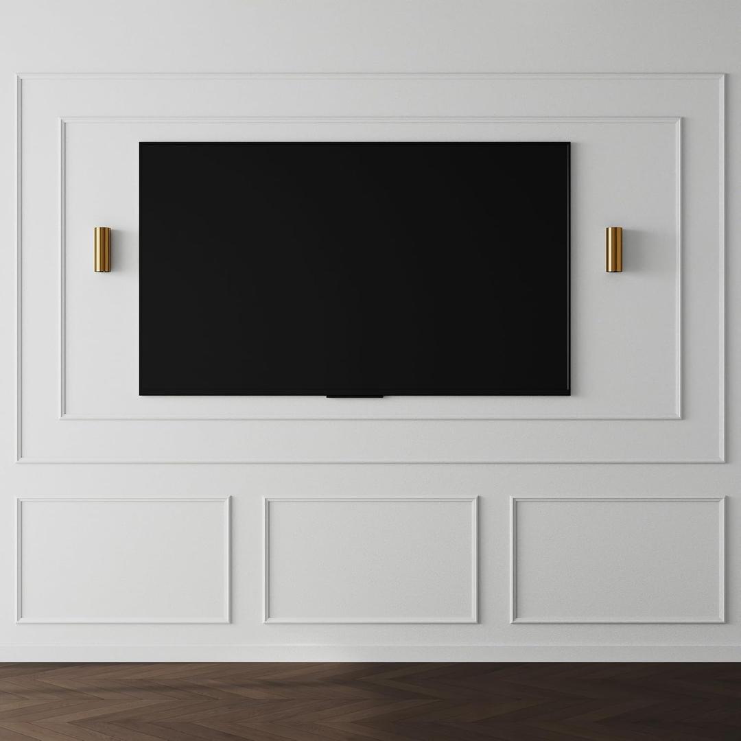 Pangda DIY Peel and Stick Wall Moulding Kit Flat Wall Molding Kit Pre Made Accent Wainscoting Panel for Home TV Wall Interior Decor