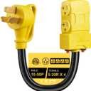 [240V to 120V] Suplevel 50 Amp to 20 Amp 110V Adapter, NEMA 10-50P to 4X 5-20R/5-15R Dryer Distribution Adapter T-Blade Multiple Household Outlet w/ 24amp Circuit Breaker, ETL Listed