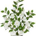 35.4" White Artificial Flowers Stems Real Touch Fake Camellia Fade Resistant, 3Pcs Realistic Faux Camellia Silk Flowers for Floral Arrangements, Table Centerpiece, Wedding, Living Room, Entryway Decor