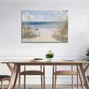 XXMWallArt FC3781 Sandy Beach Wall Art Canvas Print Wall Art Seascape Blue Print Home Decor Abstract Coastal Picture Modern Ocean Artwork for Living Room Bedroom Bathroom Office Decor, 48"L x 32"W