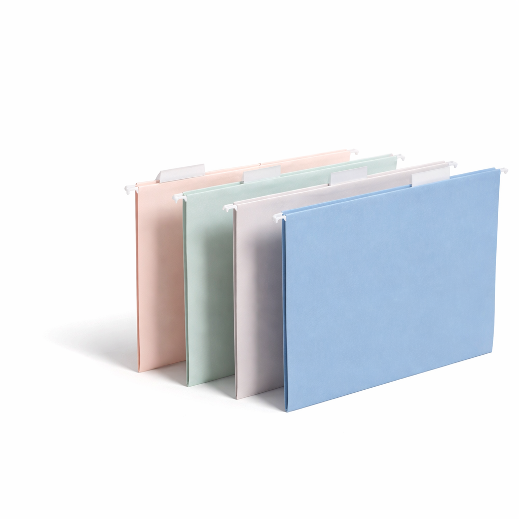 Pendaflex Hanging File Folders, 18 Pack, Letter Size (8.5" x 11"), Assorted Colors: Khaki, Peach, Light Blue, Light Green, 5 Tab Positions, Includes Tabs and Inserts, Durable Hanging Files