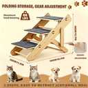 Adjustable Dog Ramp for Bed, Foldable Pet Stairs, Wooden 2-in-1 Pet Ramp with Non-Slip Carpet, Convertible Dog Steps for Small, Medium & Senior Dogs, Under Bed Storage