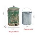 Farmhouse Garbage Can with Lid Indoor Outdoor Trash Can with Embossed Bird and Flowers PatternMetal Retro Kitchen Trash Can with Lid for Kitchen Room and Garden Decor (Green)