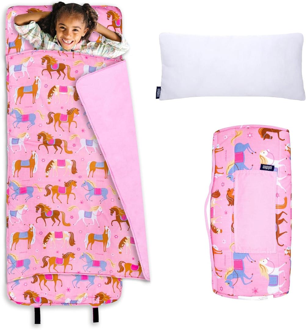 Wildkin Kids Original Nap Mat Cozy Kids Sleep Mat with Pillow, ideal for School & Travel