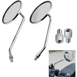 4'' Motorcycle Rearview Mirror Round Aluminum Alloy Reversing Mirrors 8mm10mm for Motorcycle Scooter Electric bike (Silver)