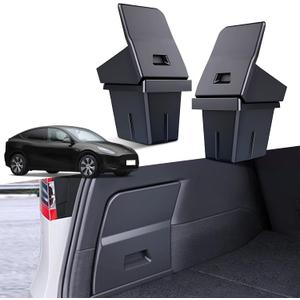 Trunk Storage Bins Fit for 2020-2024 Model Y 5-Seater (Only fit Production in New York) Upper and Lower 2 Tier Rear Trunk Storage Bins Side Box (Not Fit Production in Mexico/Austin/Berlin)