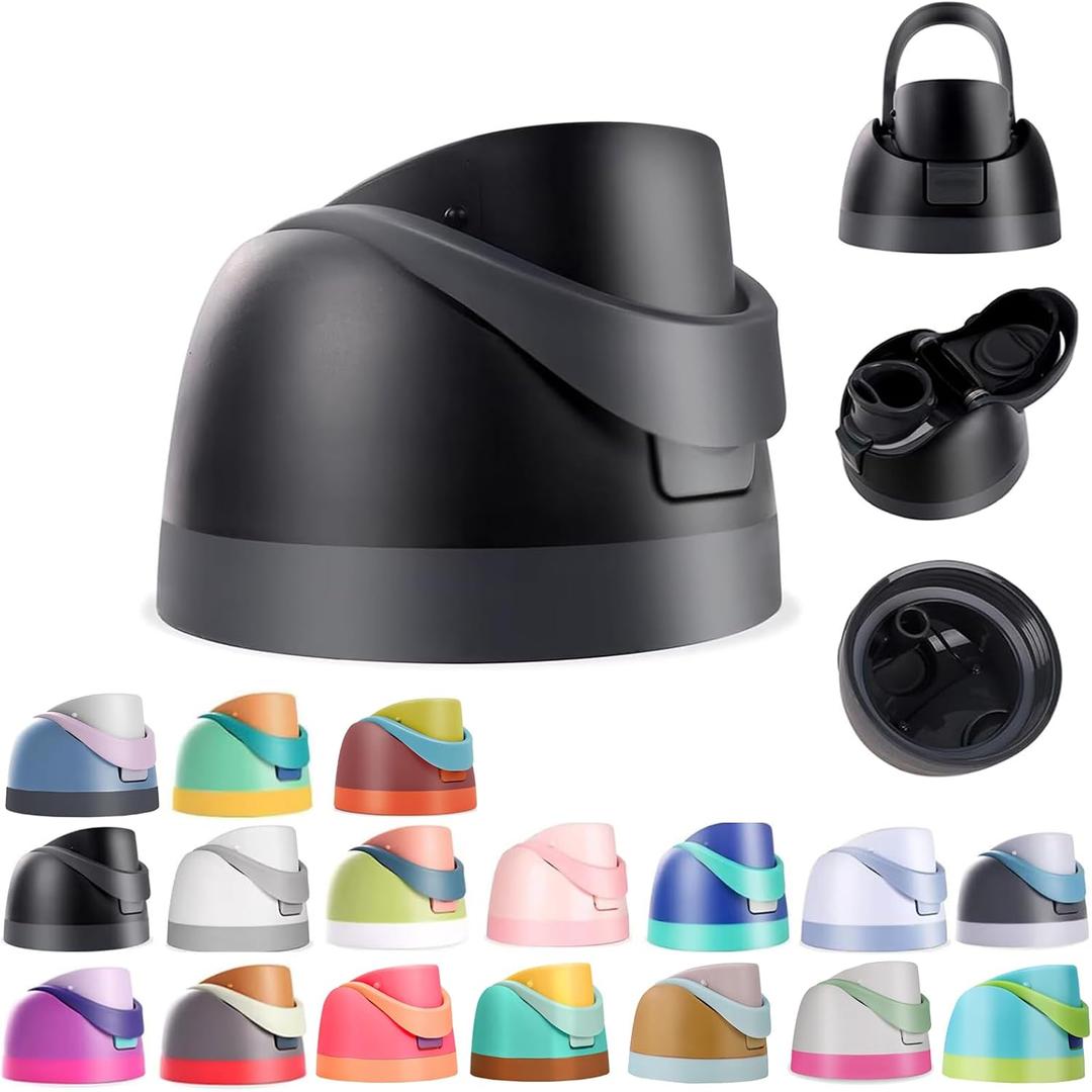 2 x Replacement Lid for Owala Freesip, One Button Water Bottle Top Replacement Cap Compatible with Owala Cup 16oz 24oz 32oz 40oz, Leakproof Lids AccessoryBPA-FreeNo Water Leakage (Black)