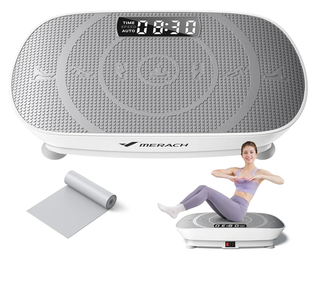 MERACH Vibration Plate Exercise Machine, Whole Body Workout Equipment for Women, Bluetooth and Silicone Pedal, Vibration Plate with Auto Mode, Vibrate Fitness Platform for Home