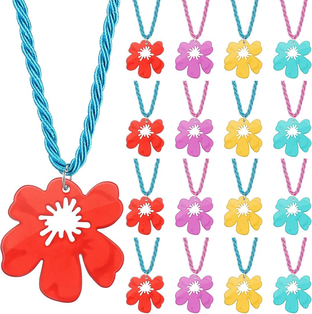 Ecally Hawaiian Luau Party Favors Hibiscus Flower Necklace for Women Tropical Luau Beach Party Decoration Hawaii Summer Bingo Gift Supplies Hawaiian(Multicolor)