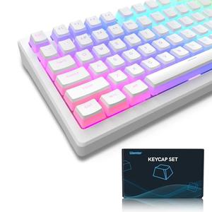 Womier Pudding Keycaps, PBT Shine Through Keycaps 165 Keys Set Custom Key caps Set OEM Profile, Universal Compatiability for 100%, 75%, 65%, 60% Keyboard-White