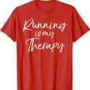 Running is my Therapy Shirt Funny Cute Runner Shirt Run Tee T-Shirt (Small, Red)