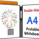 Small Dry Erase Board,12" x 9" Portable Dry Erase White Board,Double-Sided Folding Whiteboard with Pen(Orange)