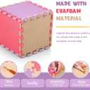 Nuanchu 60 PCS Kids Foam Puzzle Floor Mat Bulk - Solid Color Foam Play Mat with Borders Interlocking Multi Use Floor Rug for Children, 12 Inch(Pink, Beige, Purple)