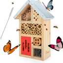 Natural Wooden Insect Hotel, Garden Insect House for Ladybugs, lacewings, Butterfly, Bee, Bug