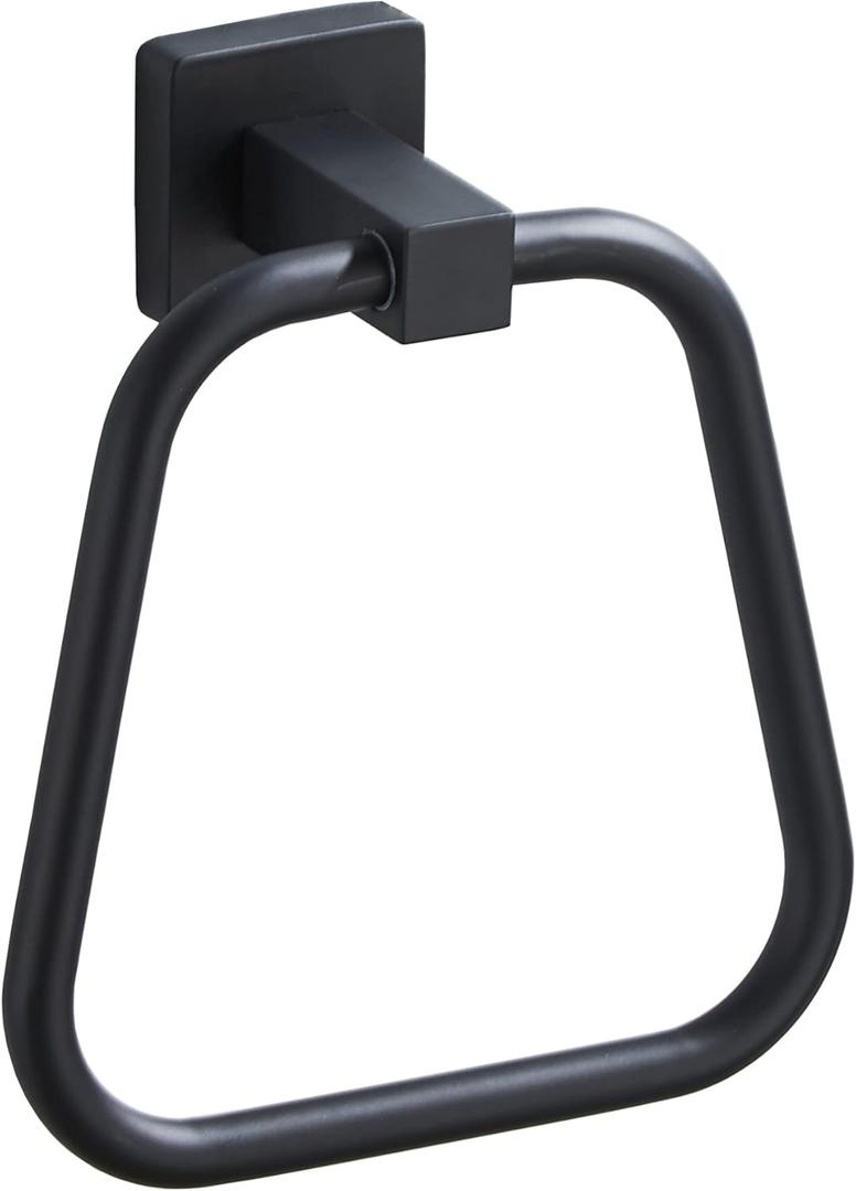 Matte Black Towel Ring for Bathroom, Kitchen Bath Towel Holder Hangers Wall Mount Heavy Duty Stainless Steel (16.8cm x 15cm x 6.5cm (1 Pack))