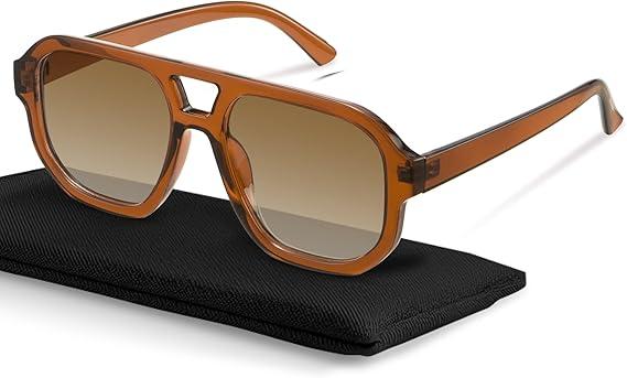 livho Trendy Polarized Square Aviator Sunglasses Women Men Square Eyewear Frame, Retro Sun Glasses for Women Men 2025 Shades