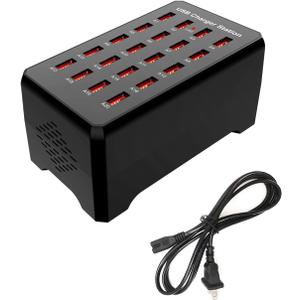 MaxLax 20-Port USB Charger Station, 100W/20A, Compatible with Smartphones, Tablets, and Other USB Devices