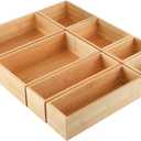 Kootek 8 Pcs Bamboo Drawer Organizer Utensil Tray Kitchen Storage Box 4-Size Versatile Dividers Cutlery Holders Bins Containers for Flatware Kitchen Utensils