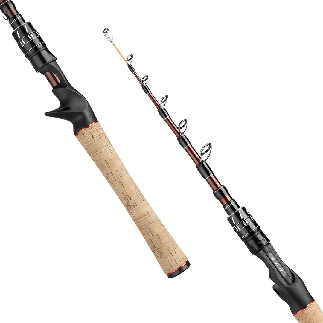 EOW XPEDITE Portable Telescopic Fishing Rods, Spinning & Casting, 24T Carbon Blanks & Solid Carbon Tip, Cork Handle, Travel Rod, Short Collapsible Rods (7')