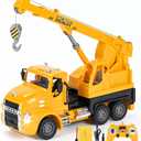 DOUBLE E Mack Licensed RC Crane, Remote Control Construction Vehicles Toys, Crane Truck Toy for Boys, Toy with Lights, Ideas Birthday/Xmas Gifts for Boys